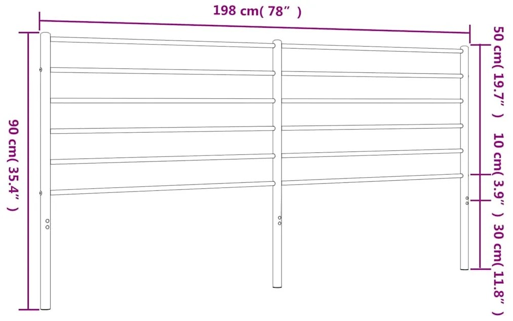 vidaXL Κεφαλάρι Μαύρο 193 εκ. Μεταλλικό