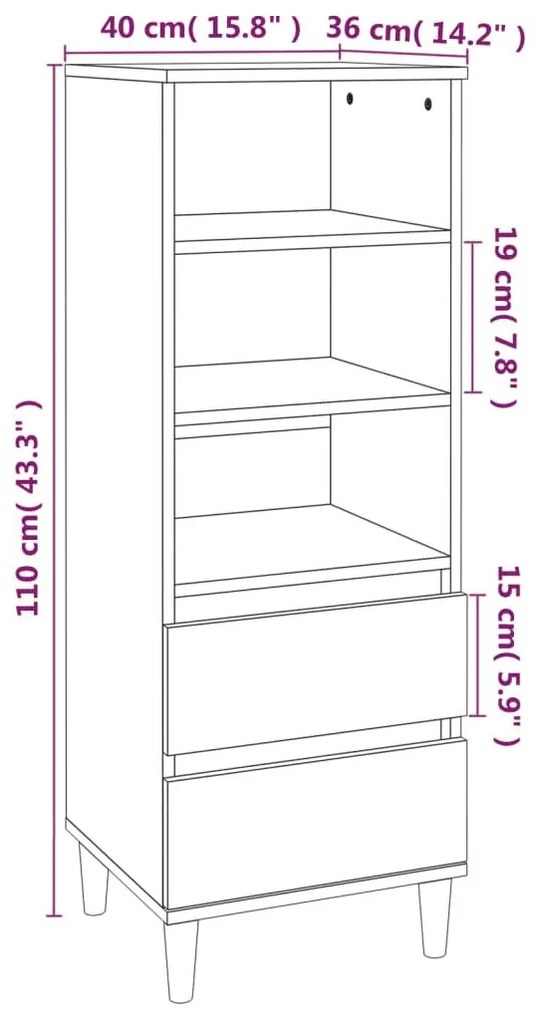 Ντουλάπι Γκρι Σκυρ. 40x36x110 εκ. από Επεξεργασμένο Ξύλο - Γκρι