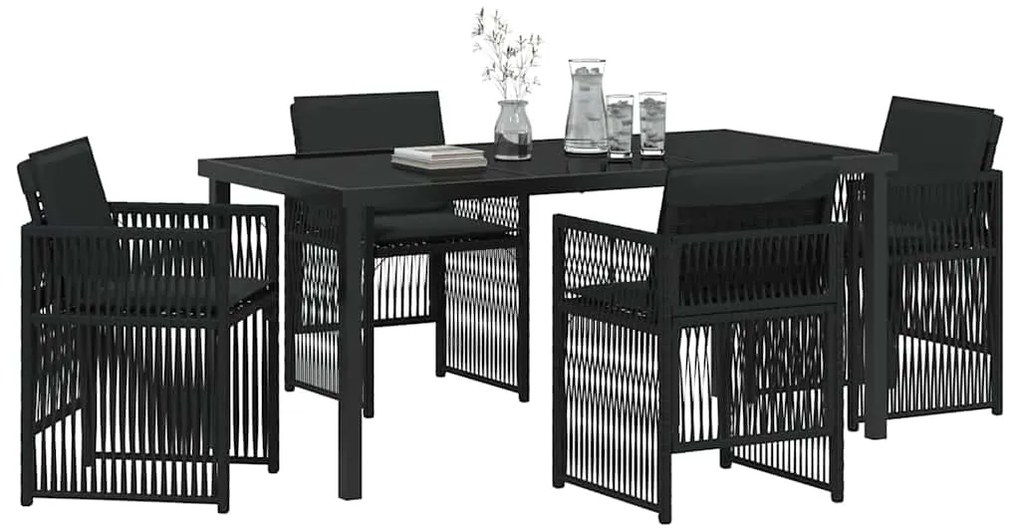 vidaXL Σέτ φαγητού για κήπο 5 pcs Μαύρο Πολυ ράταν