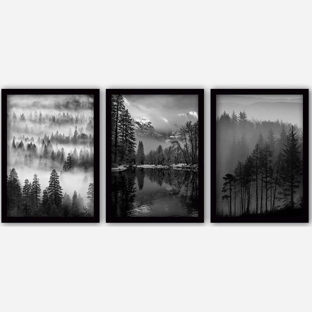 Κάδρα (Σετ 3Τμχ) 364LUL1267 35x45cm Black-White Wallity Vertical Πλαστικό,Mdf