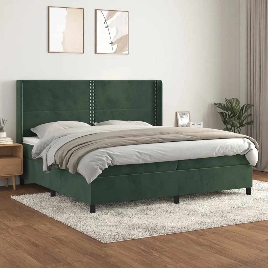 ΚΡΕΒΑΤΙ BOXSPRING ΜΕ ΣΤΡΩΜΑ ΣΚΟΥΡΟ ΠΡΑΣΙΝΟ 200X200ΕΚ. ΒΕΛΟΥΔΙΝΟ 3132642