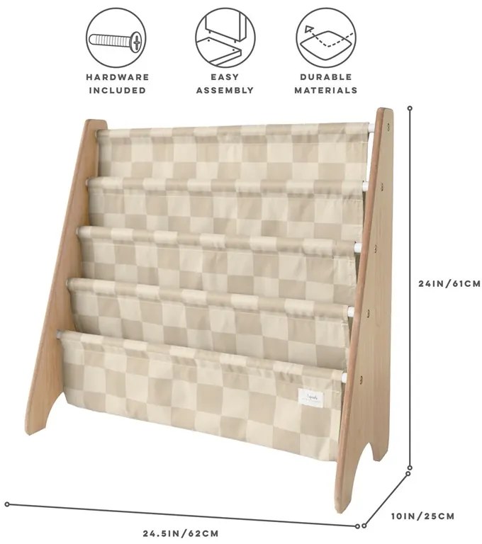 3Sprouts Βιβλιοθήκη από ανακυκλωμένο ύφασμα Checkerboard beige