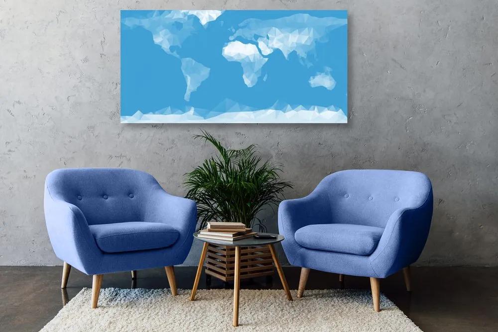 Εικόνα στον παγκόσμιο χάρτη φελλού σε πολυγωνικό στυλ - 100x50  color mix