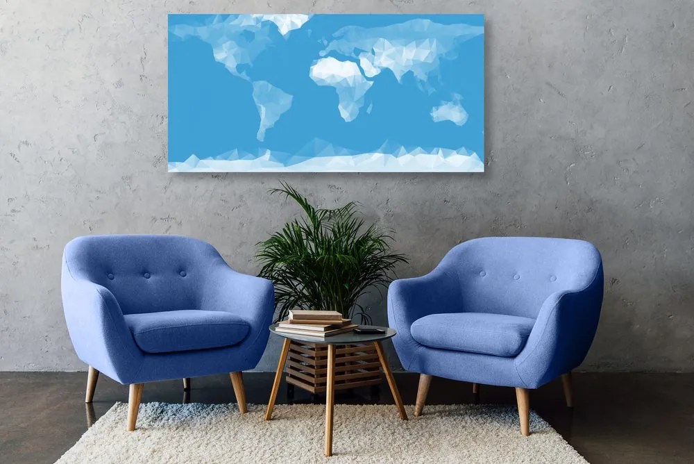 Εικόνα στον παγκόσμιο χάρτη φελλού σε πολυγωνικό στυλ - 100x50  place