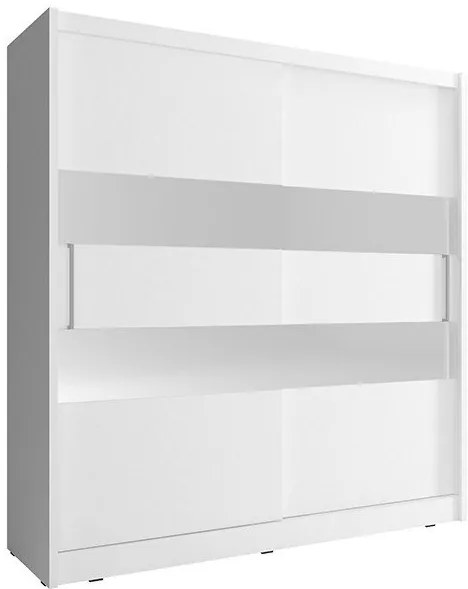 Ντουλάπα Line συρόμενη-200 x 62 x 214 εκ.-Λευκό