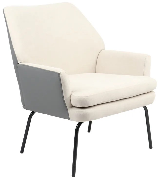 Πολυθρόνα Kieran pakoworld ύφασμα μπεζ-γκρι - πόδι μαύρο 77x69x82.5εκ