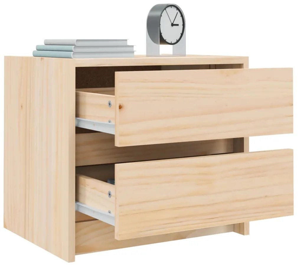 vidaXL Κομοδίνο Λευκό 40 x 31 x 35,5 εκ. από Μασίφ Ξύλο Πεύκου