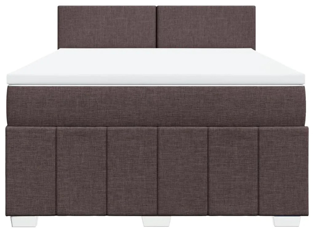 Κρεβάτι Boxspring με Στρώμα Σκούρο Καφέ 140x200 εκ Υφασμάτινο - Καφέ