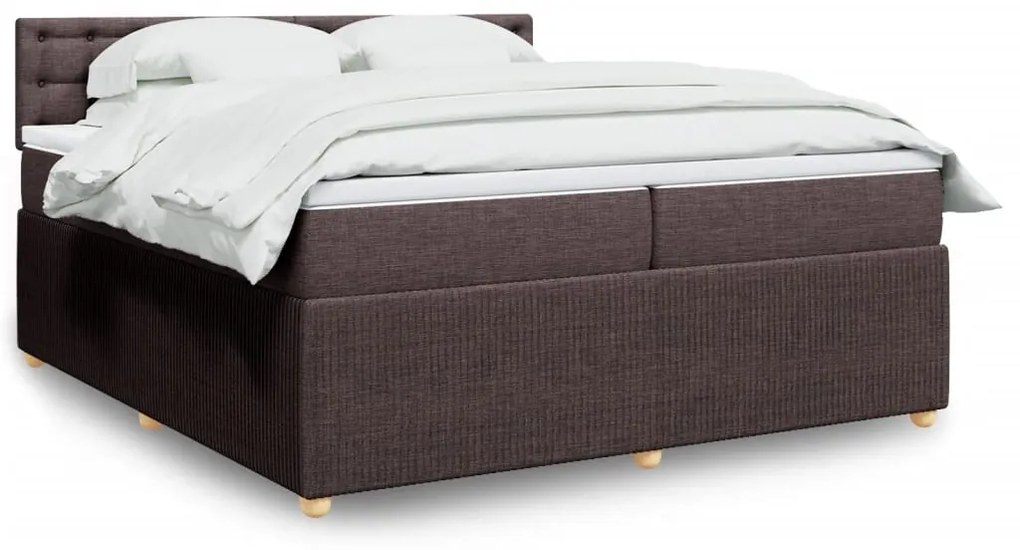 vidaXL Κρεβάτι Boxspring με Στρώμα Σκούρο Καφέ 200x200 εκ. Υφασμάτινο