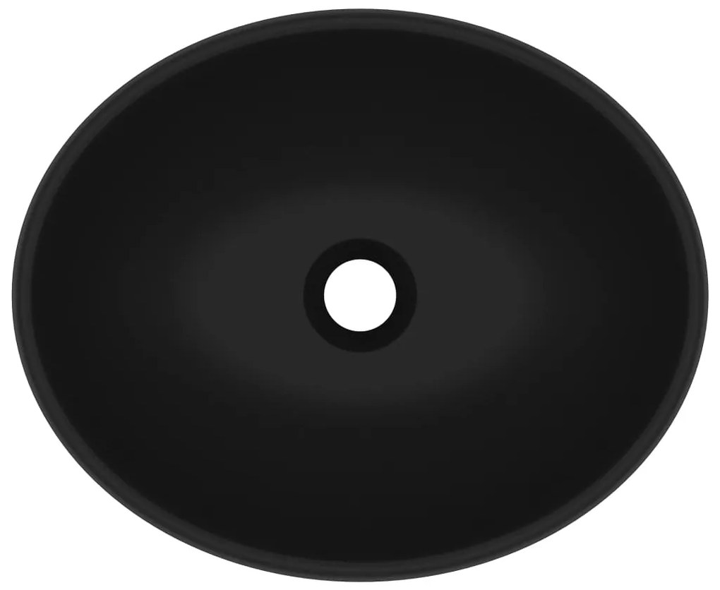 vidaXL Νιπτήρας Πολυτελής Οβάλ Μαύρο Ματ 40 x 33 εκ. Κεραμικός
