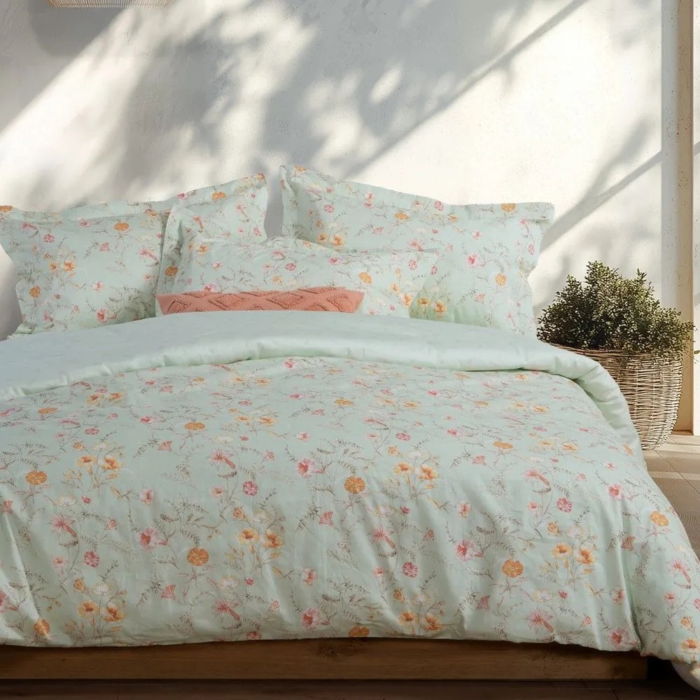 Παπλωματοθήκη Mimosa (Σετ 3τμχ) Green Nef-Nef Homeware Υπέρδιπλo 240x230cm 100% Cotton