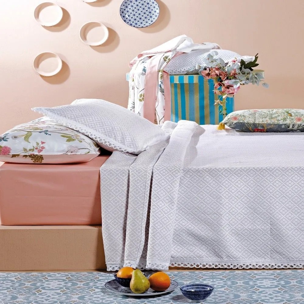 Κουβέρτα Dorothy 26 Light Grey-White Kentia Υπέρδιπλo 230x260cm Cotton-Polyester