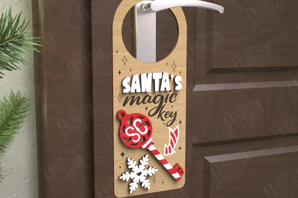 Intra απο ξύλο plywood 3mm-4mm πάχος Χριστουγεννιάτικη κρεμάστρα πόρτας | Διακόσμηση διακοπών Δίασταση 15x15 cm INTRAFABR-110596644