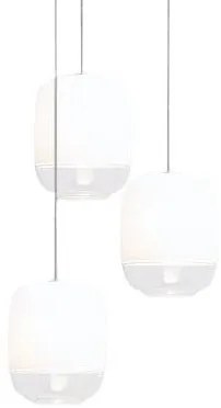 Κρεμαστό Φωτιστικό Οροφής 3xLED 4,2W Dimmable Triac Φυσητό Γυαλί Βάση Φ15cm Gong Mini 3R Prandina-1A63002413001-Λευκό 1A63002413001