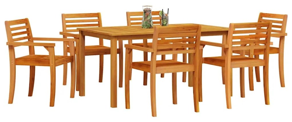 vidaXL Σέτ φαγητού για κήπο 7 pcs Καφέ Μασίφ ξύλο ακακίας
