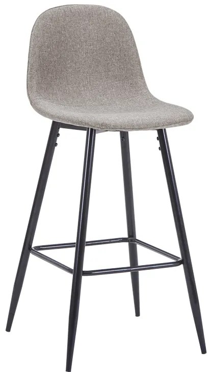 Σκαμπό μπαρ μεσαίου ύψους Bella pakoworld ανοιχτό γκρι ύφασμα-πόδι μαύρο μέταλλο 41x47x93εκ