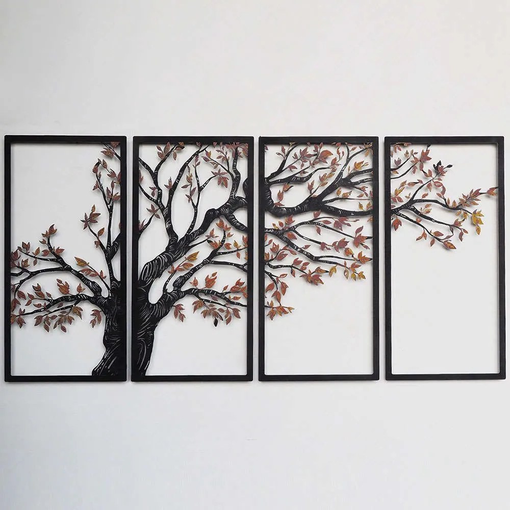 Διακοσμητικό Τοίχου Autumn Vibes (Σετ 4Τμχ) 507ATP1202 69x150cm Multi Wallity Steel
