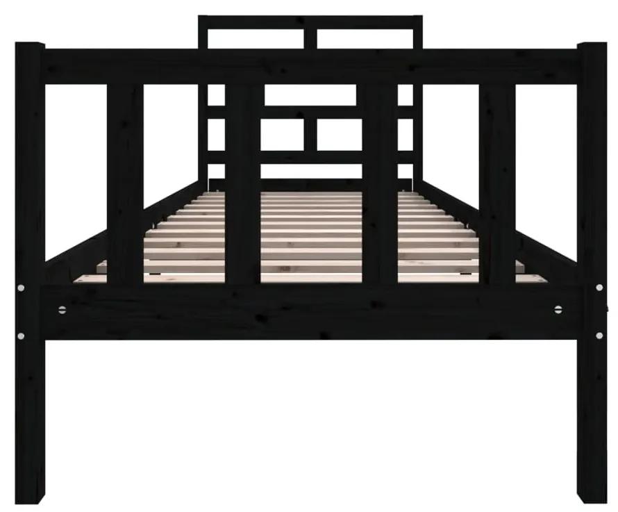 Πλαίσιο Κρεβατιού Μαύρο 75x190εκ Μασίφ Ξύλο Πεύκου Small Single - Μαύρο