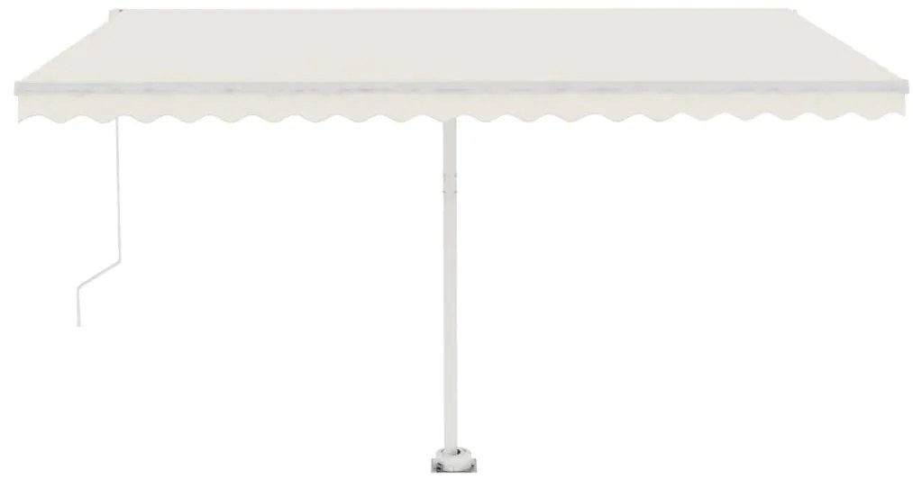 vidaXL Τέντα Συρόμενη Χειροκίνητη με LED Κρεμ 400 x 350 εκ.