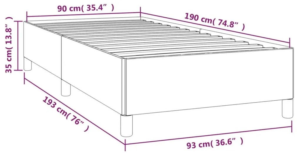 ΠΛΑΙΣΙΟ ΚΡΕΒΑΤΙΟΥ ΚΡΕΜ 90X190 ΕΚ. ΑΠΟ ΣΥΝΘΕΤΙΚΟ ΔΕΡΜΑ 347223