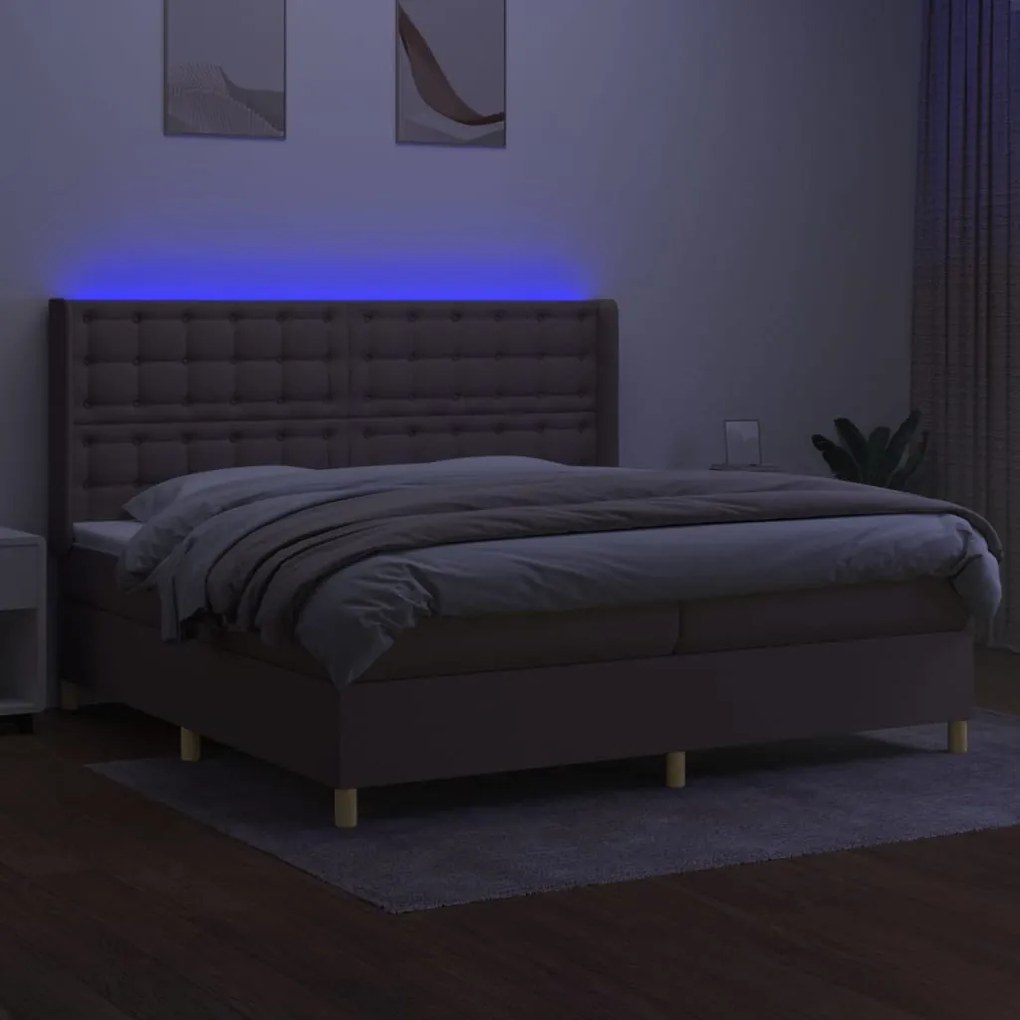 ΚΡΕΒΑΤΙ BOXSPRING ΜΕ ΣΤΡΩΜΑ &amp; LED TAUPE 200X200 ΕΚ. ΥΦΑΣΜΑΤΙΝΟ 3139225