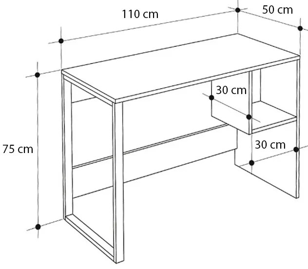 Γραφείο εργασίας Cubo Megapap χρώμα black wood 110x50x75εκ.