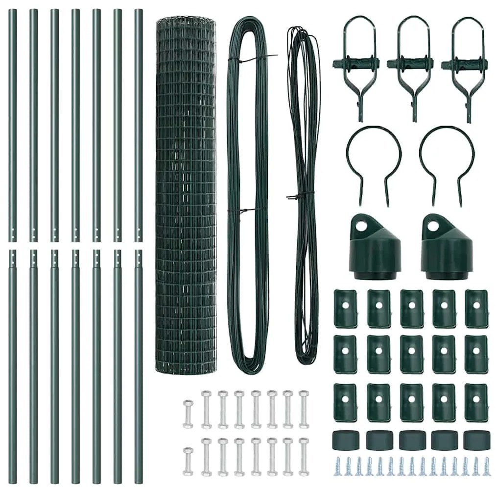 vidaXL Φράχτης με Στήλες. Πράσινο 1.6 x 10 m Ατσάλι