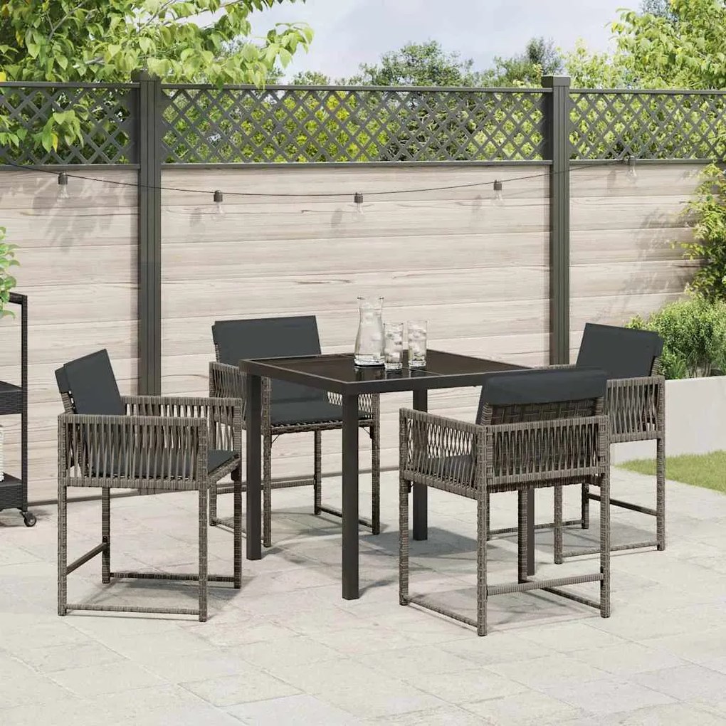 vidaXL Σέτ φαγητού για κήπο 5 pcs Γκρι συνθετικό ρατάν