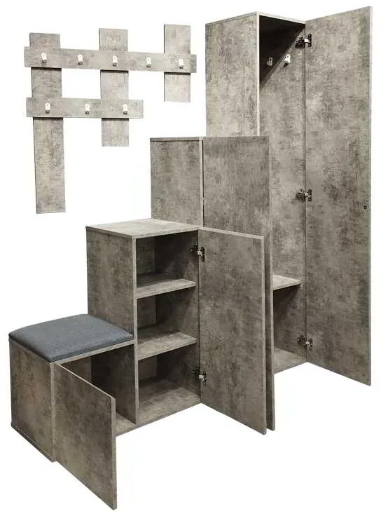 Έπιπλο εισόδου Nenich pakoworld σε γκρι oak απόχρωση 150x37x180εκ