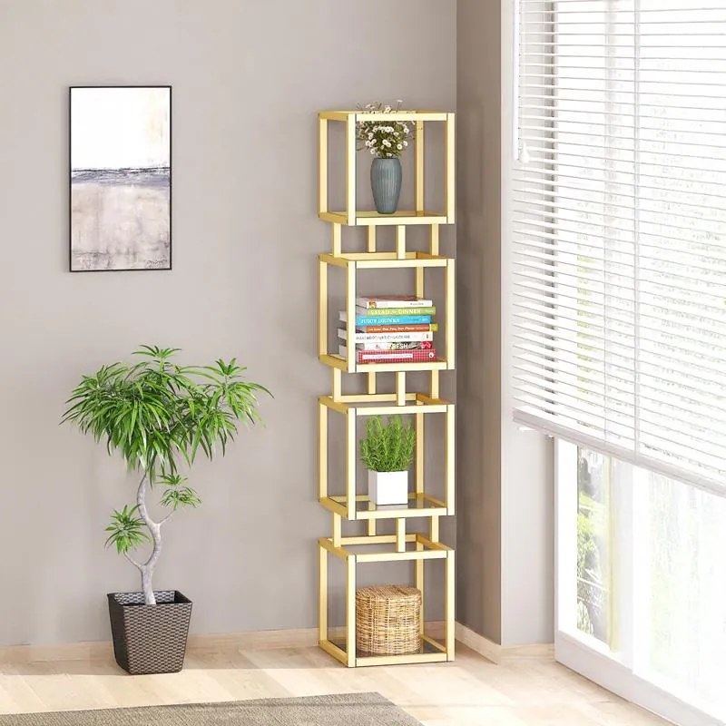 Ραφιέρα μεταλλική επιδαπέδια Kubo χρυσό 30x30x150 εκ. 30x30x150 εκ.