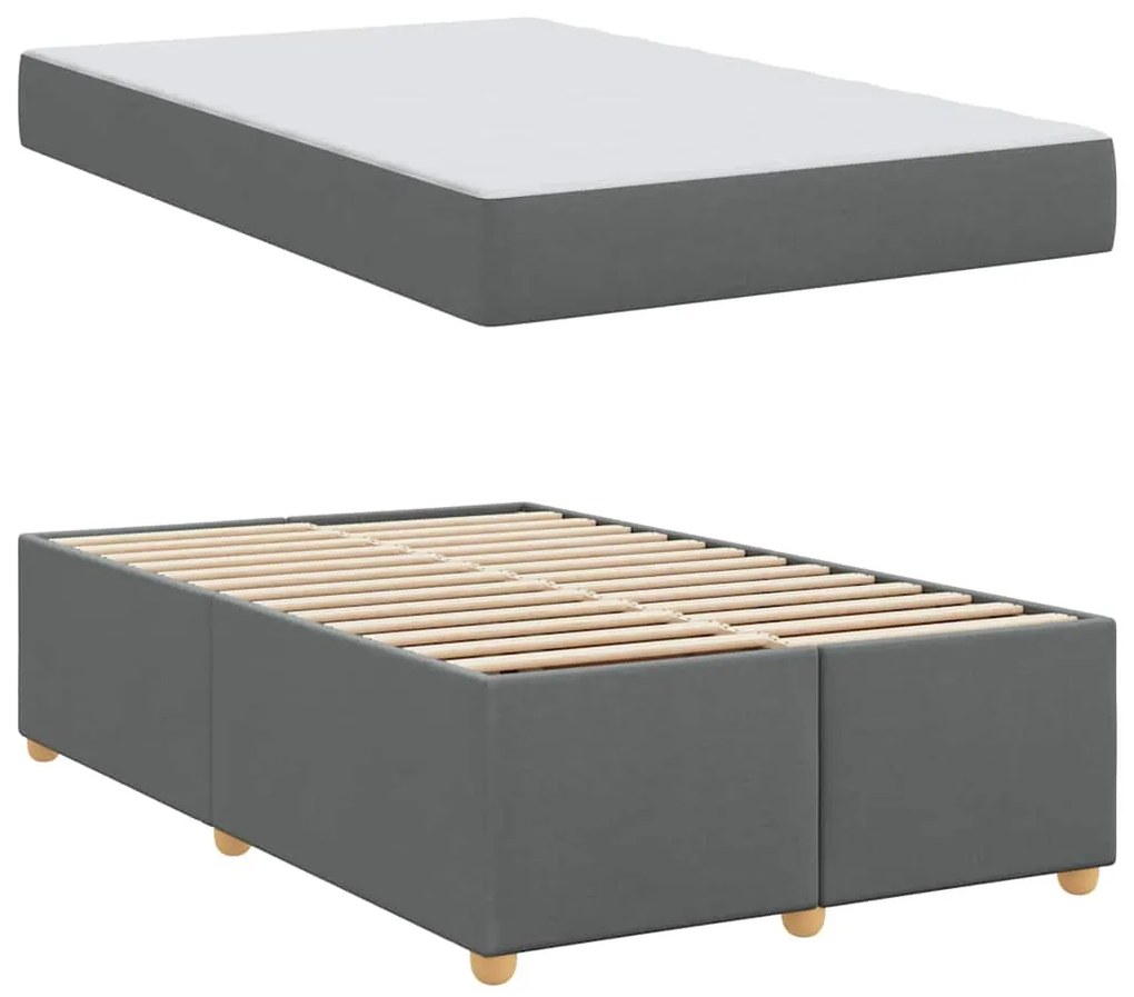 vidaXL Σκελετός Κρεβατιού με στρώμα Σκούρο Γκρι 120 x 190 cm ύφασμα
