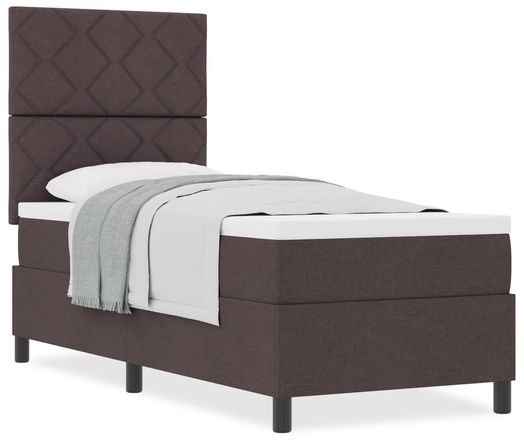 vidaXL Κρεβάτι Box Spring με Ματράζ Σκούρο Καφέ 80x200 εκ. Ύφασμα