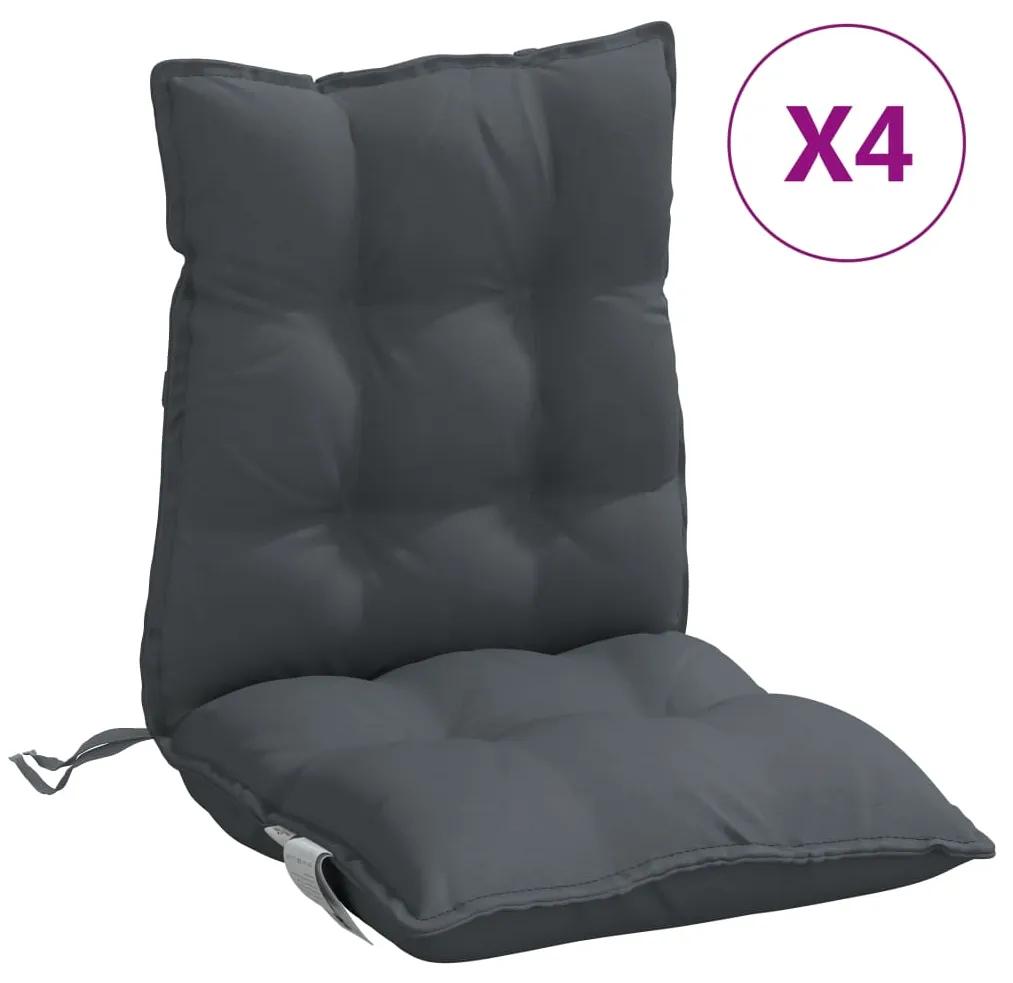 vidaXL Μαξιλάρια Καρέκλας Χαμηλή Πλάτη 4 τεμ. Ανθρακί Ύφασμα Oxford
