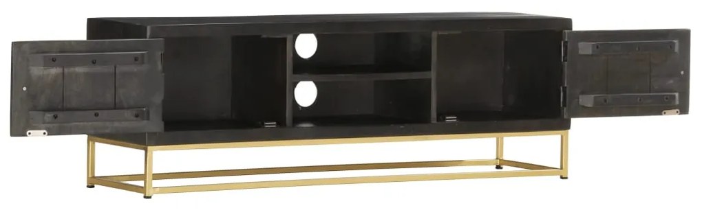 vidaXL Έπιπλο Τηλεόρασης Μαύρο/Χρυσό 120 x 30 x 40 εκ. από Μασίφ Ξύλο Μάνγκο