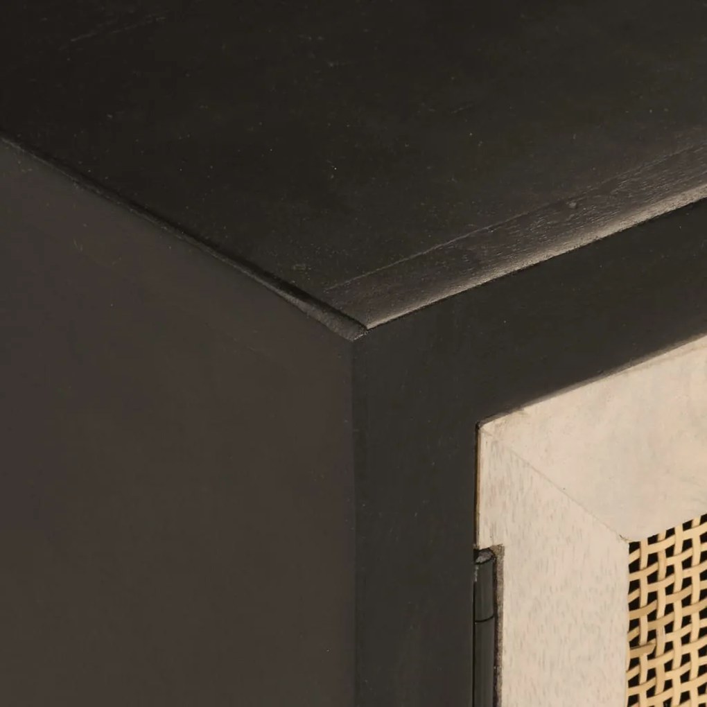 vidaXL Έπιπλο Τηλεόρασης Μαύρο 110x30x40εκ.Μασίφ Ξύλο Μάνγκο &amp; Σίδηρος