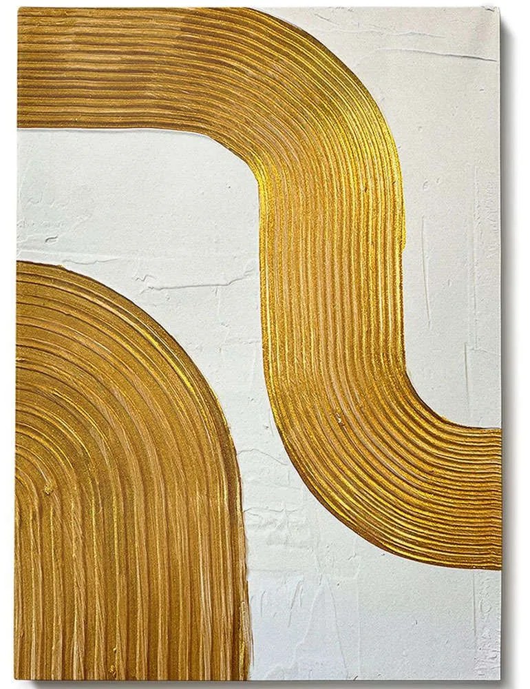 Πίνακας Καμβάς 3D 112RGN1153 50x70cm White-Gold Wallity Κάθετοι Ξύλο, Καμβάς