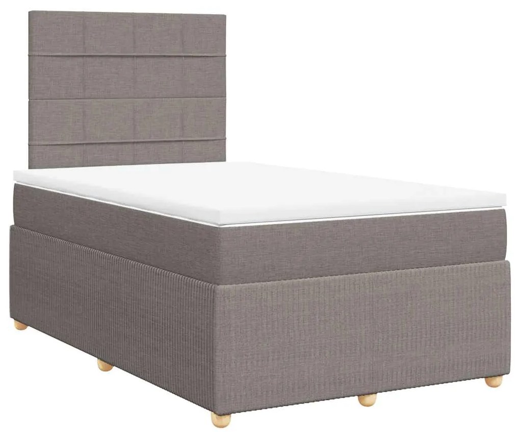 vidaXL Κρεβάτι Boxspring με Στρώμα Taupe 120x190 εκ. Υφασμάτινο