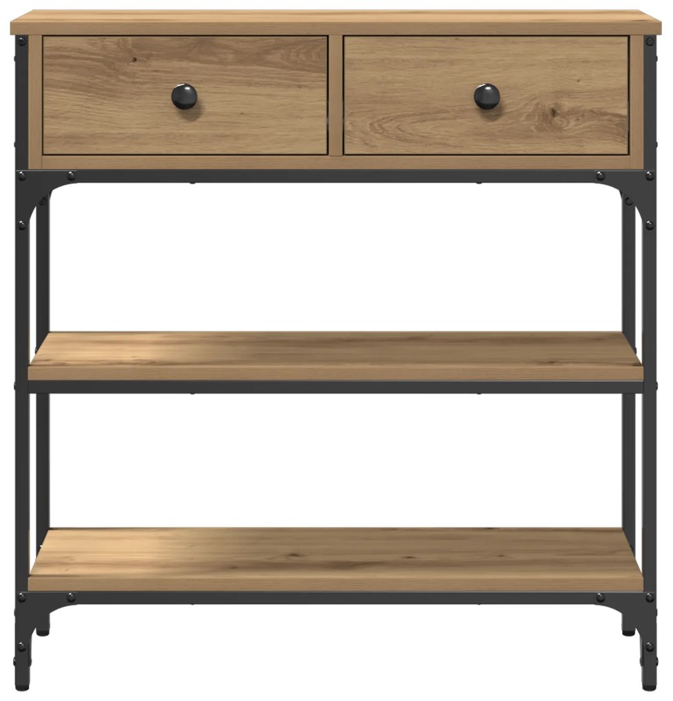 vidaXL Κονσόλα Οξιά 72,5x25x75 cm Ξύλο Μηχανικής Κατασκευής & Χάλυβας