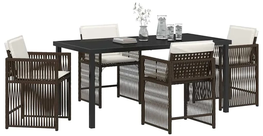 vidaXL Σέτ φαγητού για κήπο 5 pcs Καφέ συνθετικό ρατάν