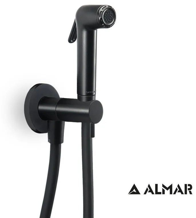 ALMAR Flush 1 Black Matt Παροχή Εντοιχισμού 1 Οπής Με Ντουζάκι Shut-off E136004-400