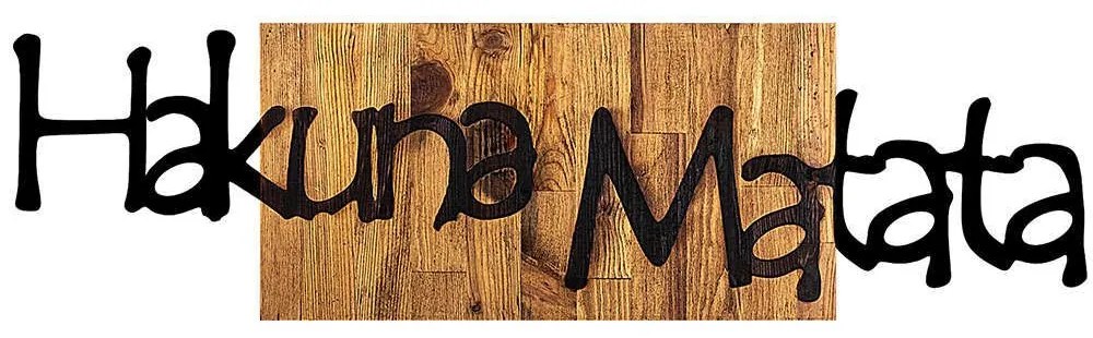 Διακοσμητικό Τοίχου Hakuna Matata 899SKL2202 108x3x30cm Walnut-Black Wallity Metal,Wood