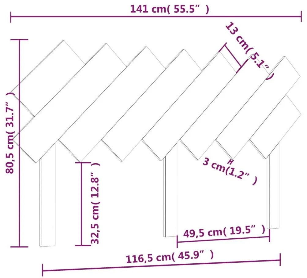 Κεφαλάρι Κρεβατιού Λευκό 141x3x80,5 εκ. από Μασίφ Ξύλο Πεύκου - Λευκό