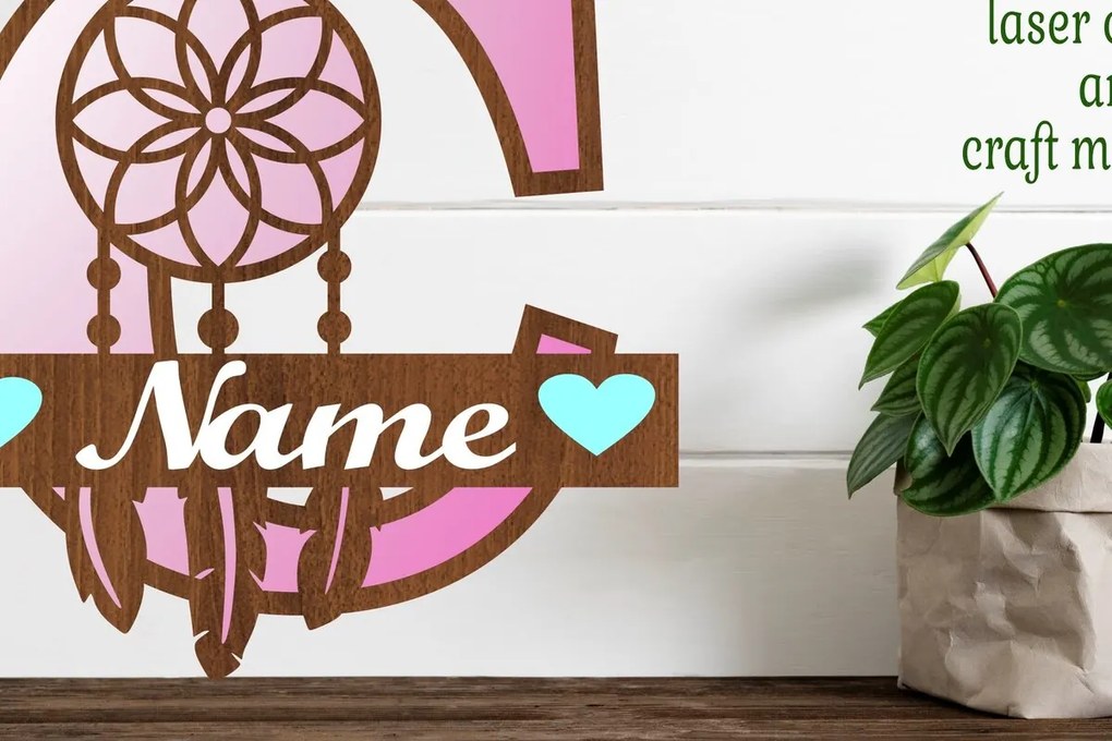 Σετ των 2 Intra απο ξύλο plywood  Χρώμα wenge 3mm-4mm πάχος - Ονειροπαγίδα Monogram Letter C Cut Δίασταση 20x20 cm INTRAFABR-106383148