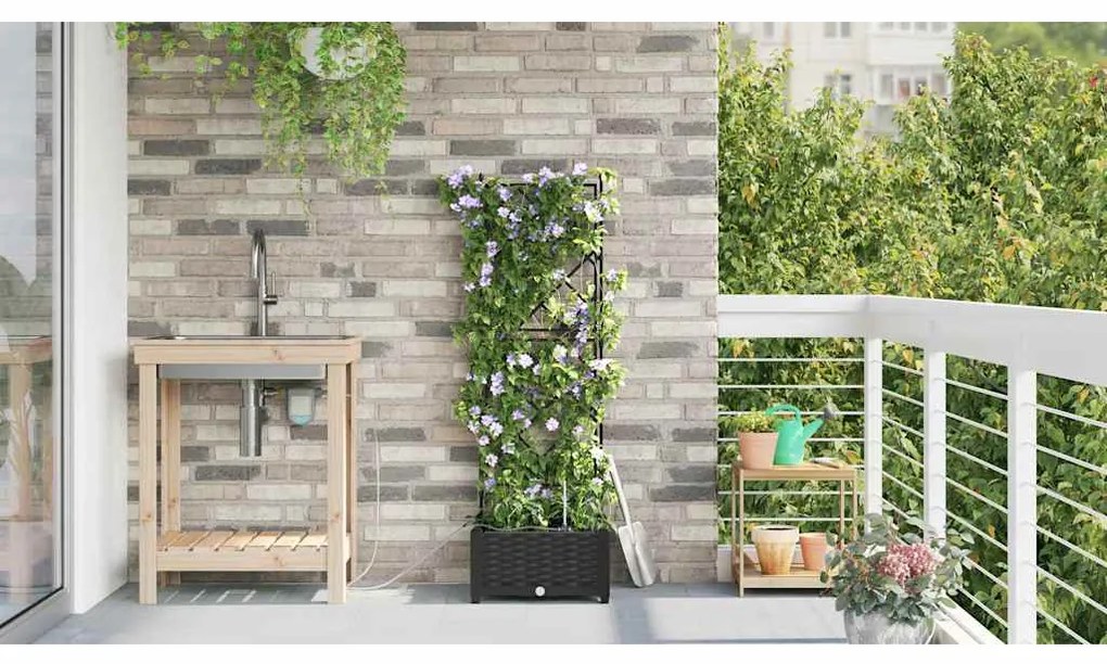 vidaXL Ζαρντινιέρες κήπου Μαύρο 40 x 40 x 126 cm Ατσάλι