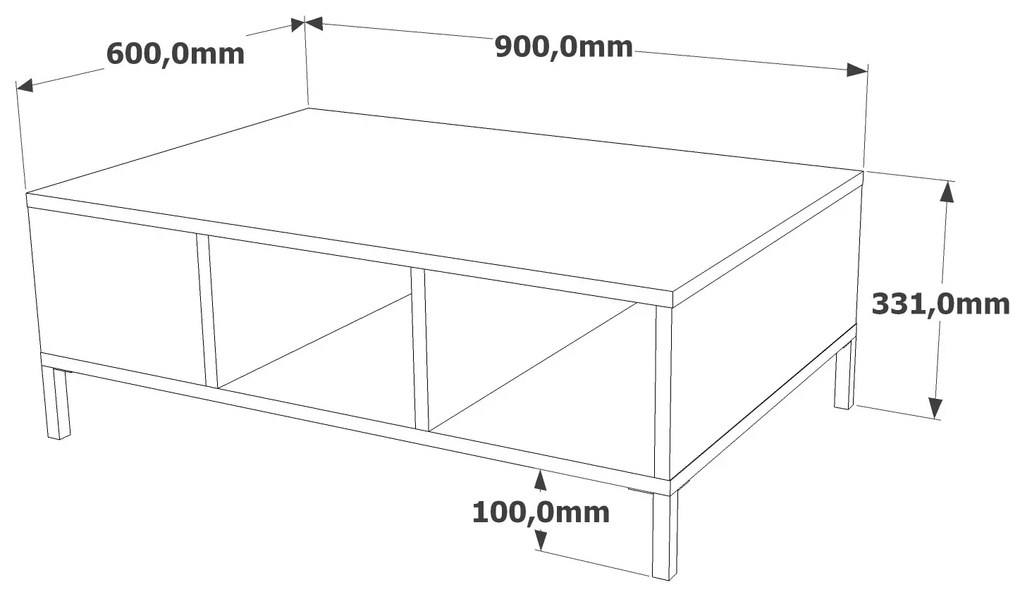 Τραπέζι σαλονιού &quot;VIANA&quot; σε atlantic pine/ανθρακί χρώμα 90x60x33