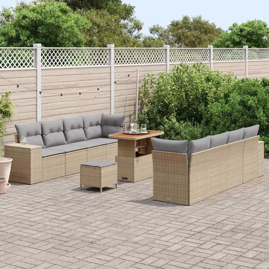 vidaXL Σετ Καναπέ Κήπου 11 pcs Μπεζ, Ανοιχτό Γκρι 90 x 55 x 71 cm