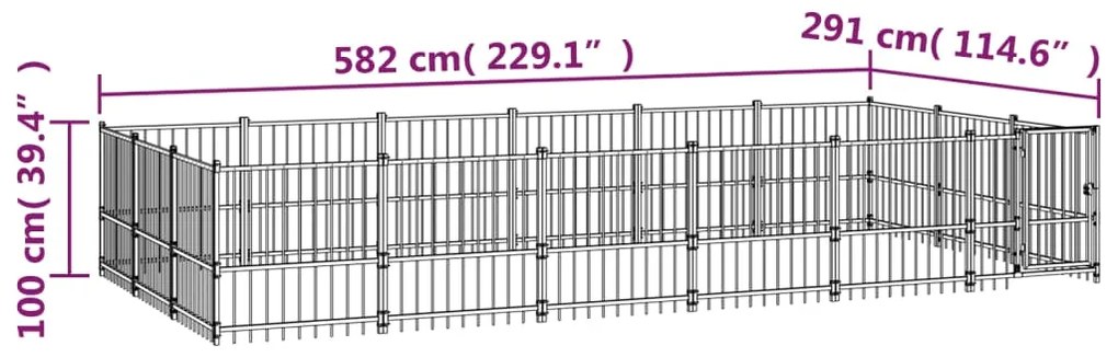 vidaXL Κλουβί Σκύλου Εξωτερικού Χώρου 16,94 μ² από Ατσάλι