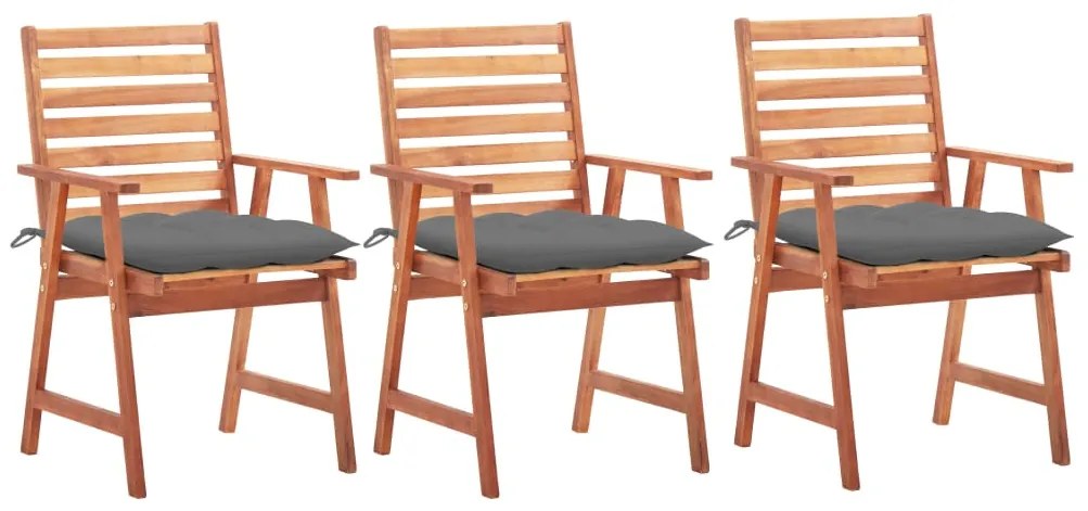 vidaXL Καρέκλες Τραπεζαρίας Εξ. Χώρου 3 τεμ. Ξύλο Ακακίας με Μαξιλάρια