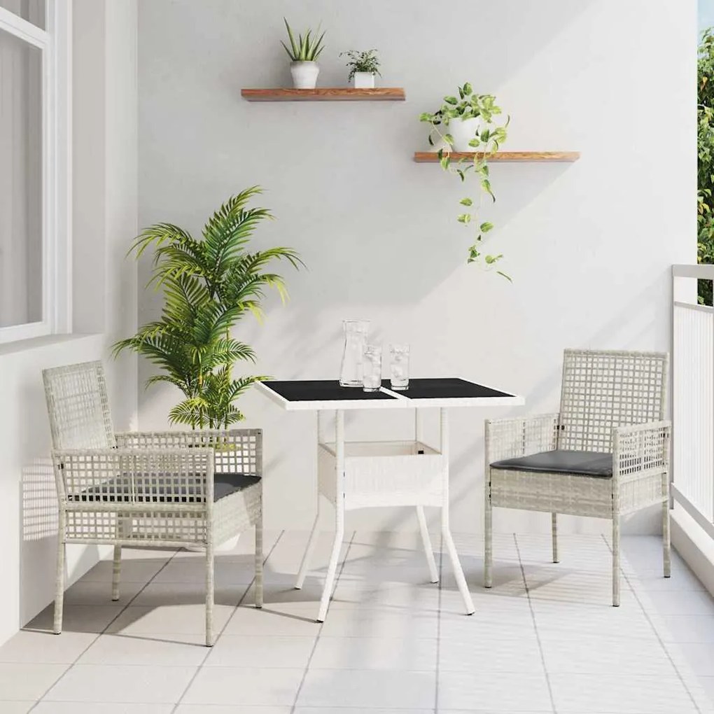 vidaXL Σέτ φαγητού για κήπο 3 pcs Γκρι Πολυ ράταν