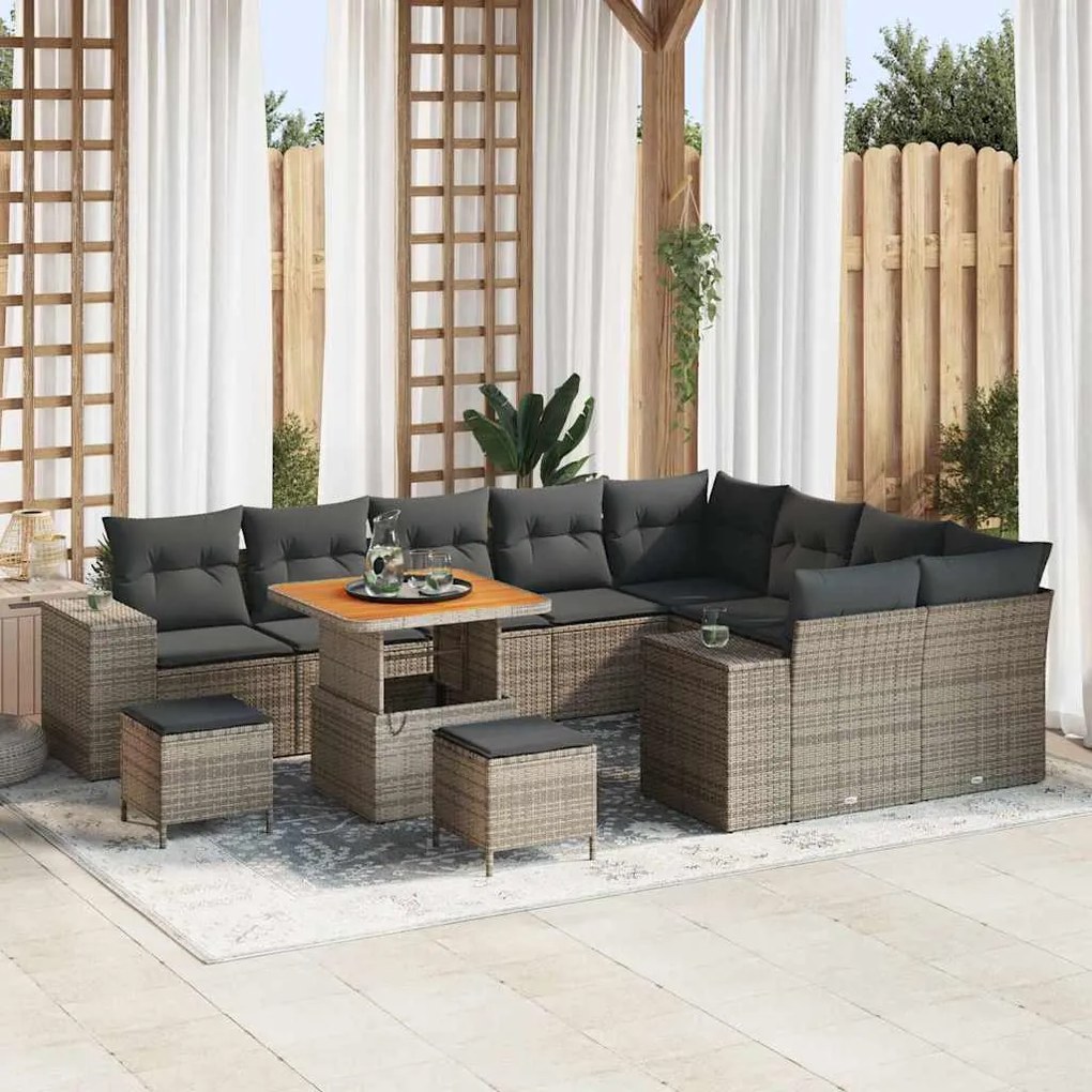 vidaXL Σετ Καναπέ Κήπου 12 pcs Γκρι συνθετικό ρατάν